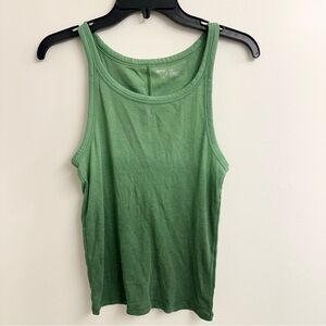 Aerie Fitted Green Dip Dyed Fitted Ribbed Tank Top